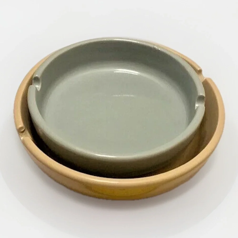 VTG Ceramic Catchall Ashtray MCM Minimalist Boho 2PC Retro Table Decor Staging